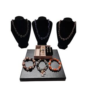 Costume Jewelry Mix Lot. Rings,‎  Earrings, Bracelets And Necklaces